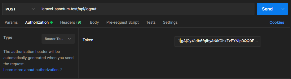 laravel sanctum - logout